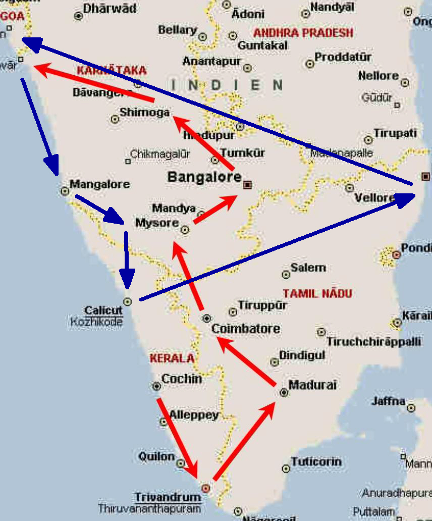 Kerala Indien Karte